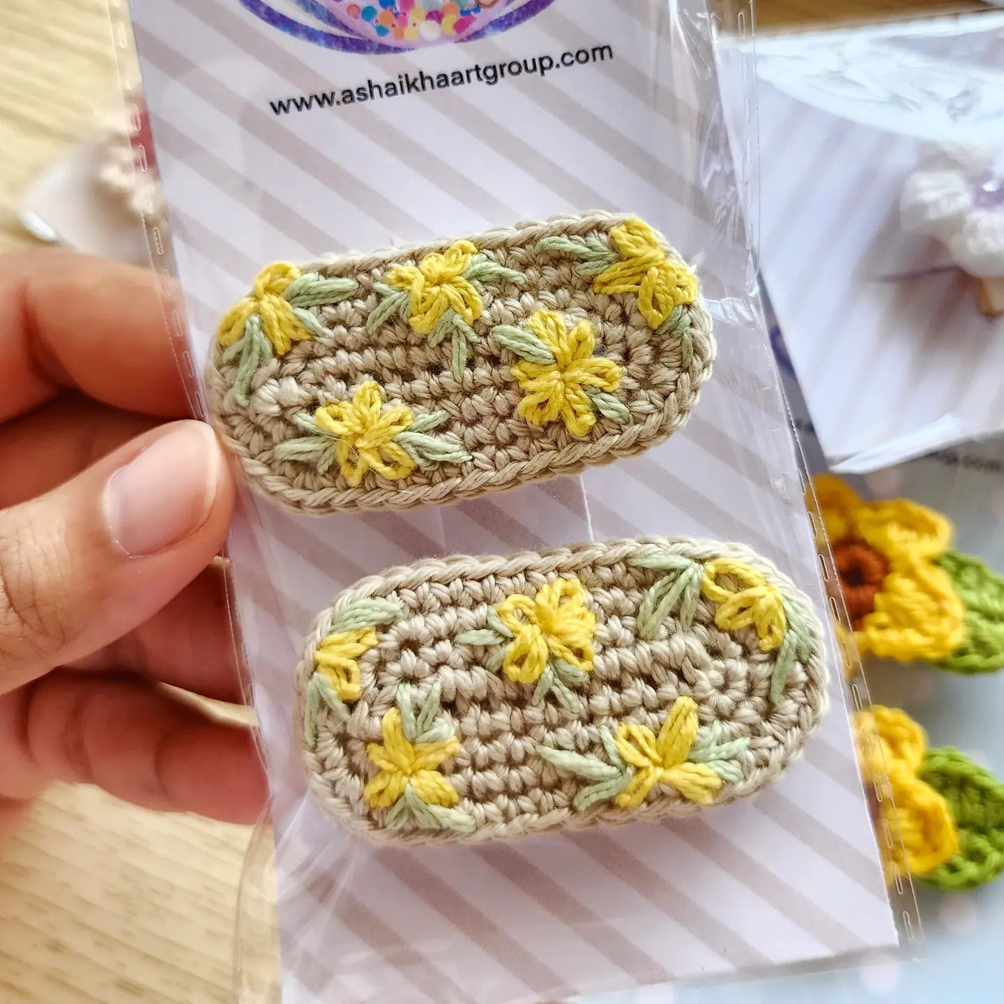 crochet hair clips كروشيه مشبك الشعر