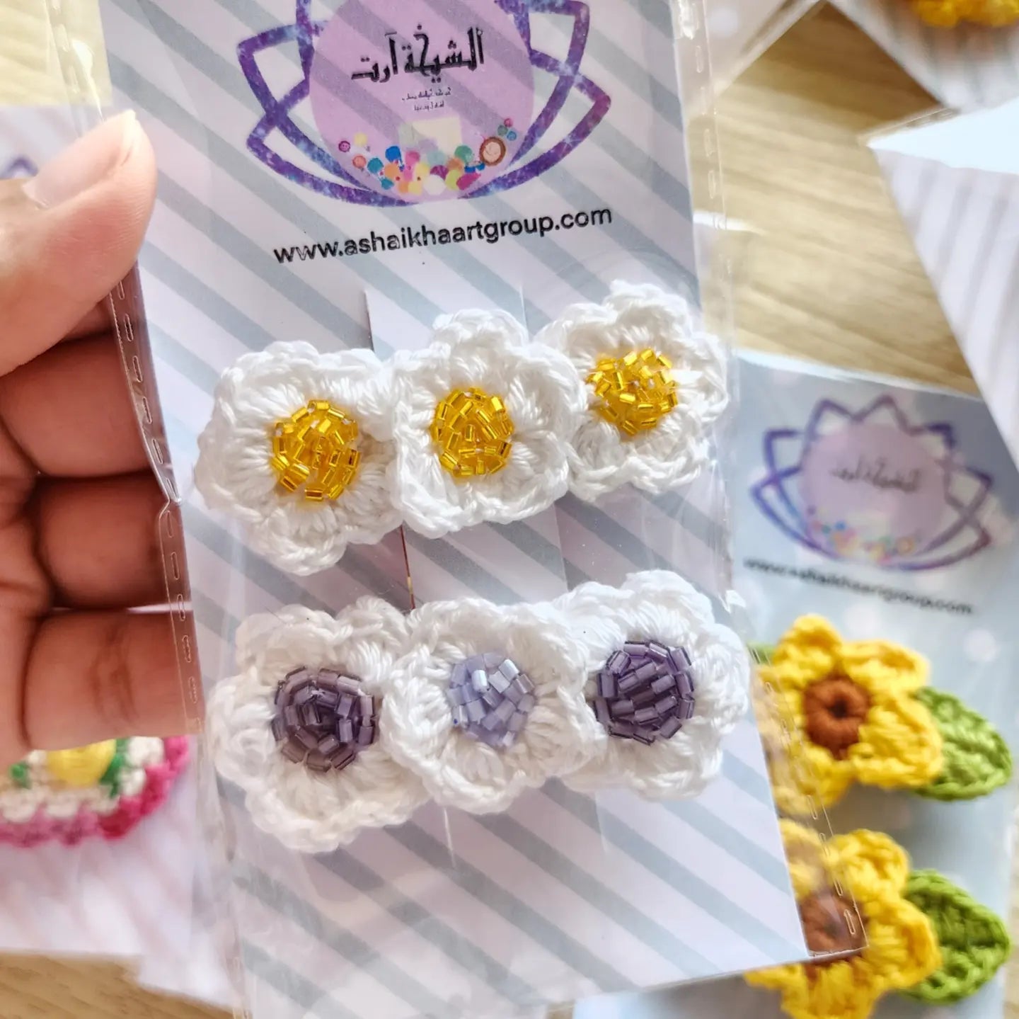 Crochet hair clip كروشيه مشبك الشعر