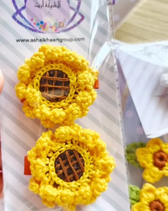 Crochet hair clips كروشيه مشبك الشعر