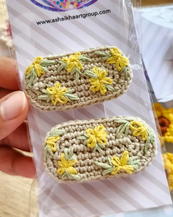 crochet hair clips كروشيه مشبك الشعر