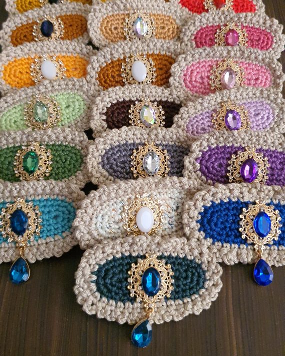 كروشيه مشبك للشعر اخضر فاتح